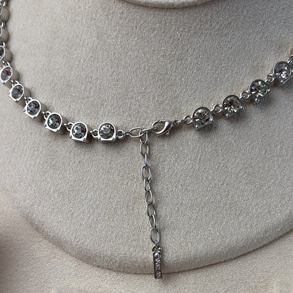 D'Orlan Rhodium Plated Necklace with Swarovski Crystals 16-18" Length - Picture 3 of 3